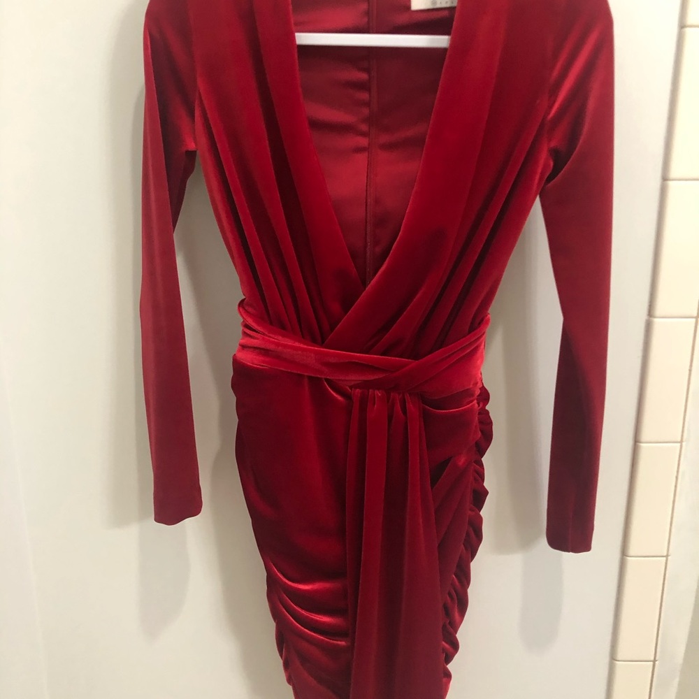 House of CB Farrah Red Velvet Dress
